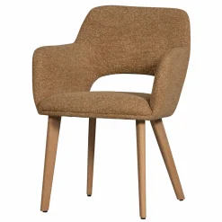 WOOOD Murat eetkamerstoel geel met houten poot naturel Oker