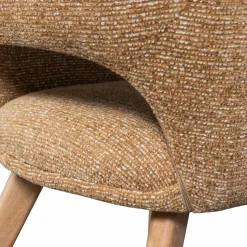 WOOOD Murat eetkamerstoel geel met houten poot naturel Oker