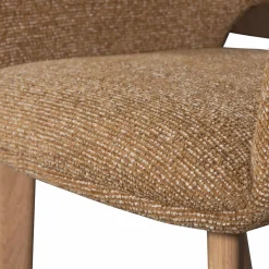 WOOOD Murat eetkamerstoel geel met houten poot naturel Oker