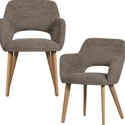 Best WOOOD Murat eetkamerstoel met houten poot naturel Taupe