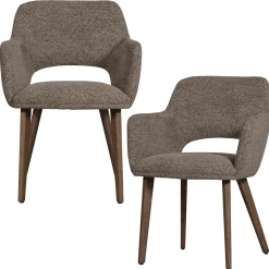 WOOOD Murat eetkamerstoel met houten poot donkerbruin Taupe