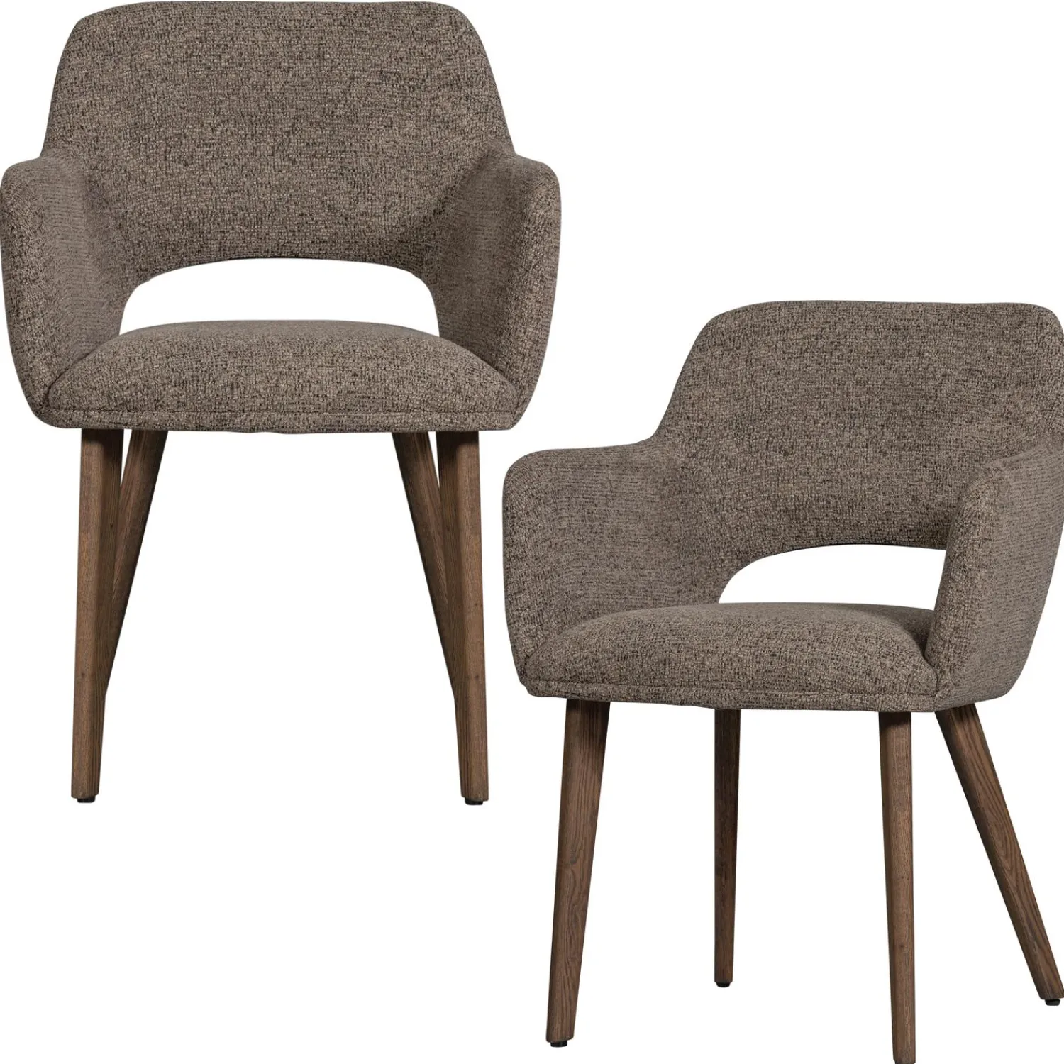 WOOOD Murat eetkamerstoel met houten poot donkerbruin Taupe