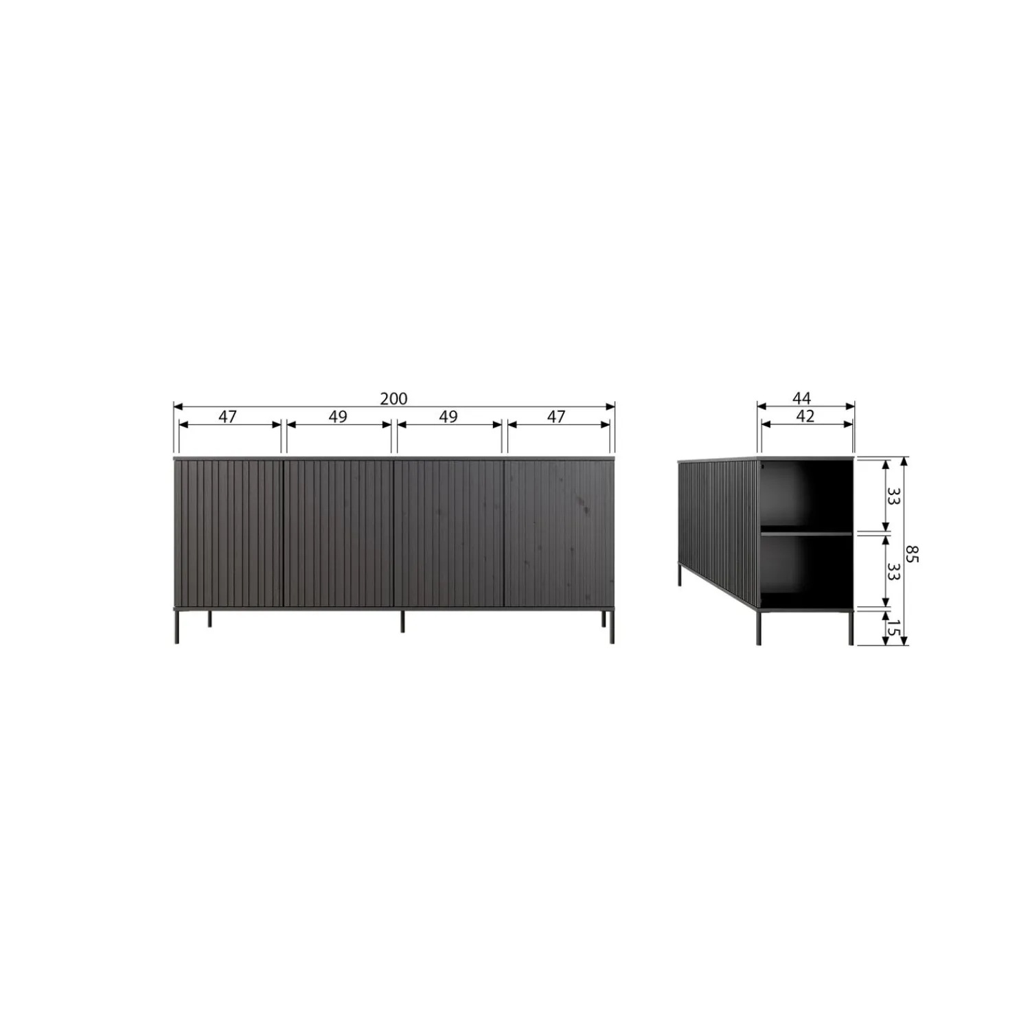 Online WOOOD New Gravure dressoir 200 cm essen fineer Espresso