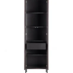 New WOOOD New Gravure hoge kast met lade essen fineer Espresso