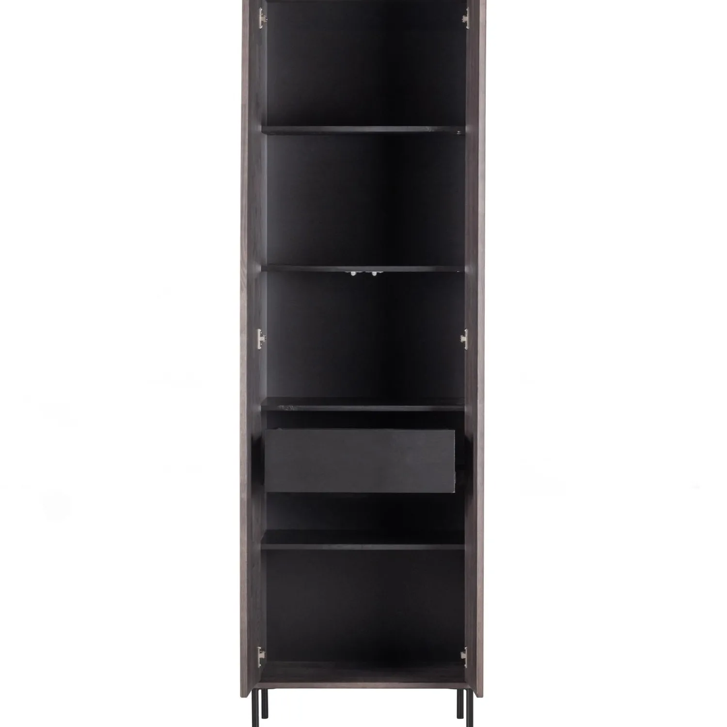 New WOOOD New Gravure hoge kast met lade essen fineer Espresso