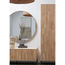 Online WOOOD New Gravure hoge kast met lade eiken blanke lak Naturel