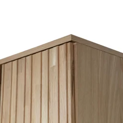 Online WOOOD New Gravure hoge kast met lade eiken blanke lak Naturel