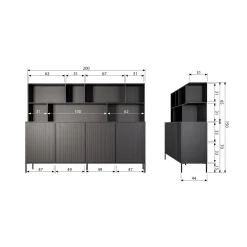 Discount WOOOD New Gravure wandkast essen fineer Espresso