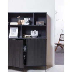 Online WOOOD New Gravure wandkast grenen Zwart