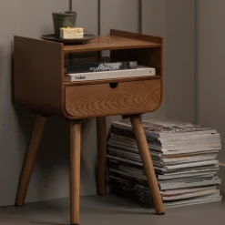 Hot WOOOD Nils nachtkastje/bijzettafel hout naturel