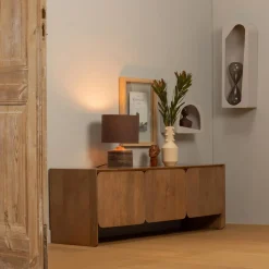 Sale WOOOD Noam wanddeco halfrond hout dust 15x35x24 cm