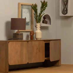 Sale WOOOD Noam wanddeco halfrond hout dust 15x35x24 cm