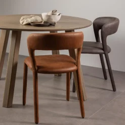 Hot WOOOD Noble eetkamerstoel leerlook Cognac
