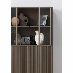 Best WOOOD Nova lage vitrinekast grenen truffel bruin