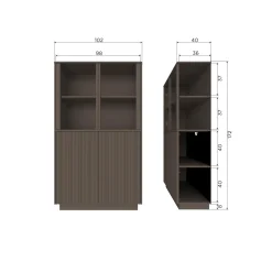 Best WOOOD Nova lage vitrinekast grenen truffel bruin