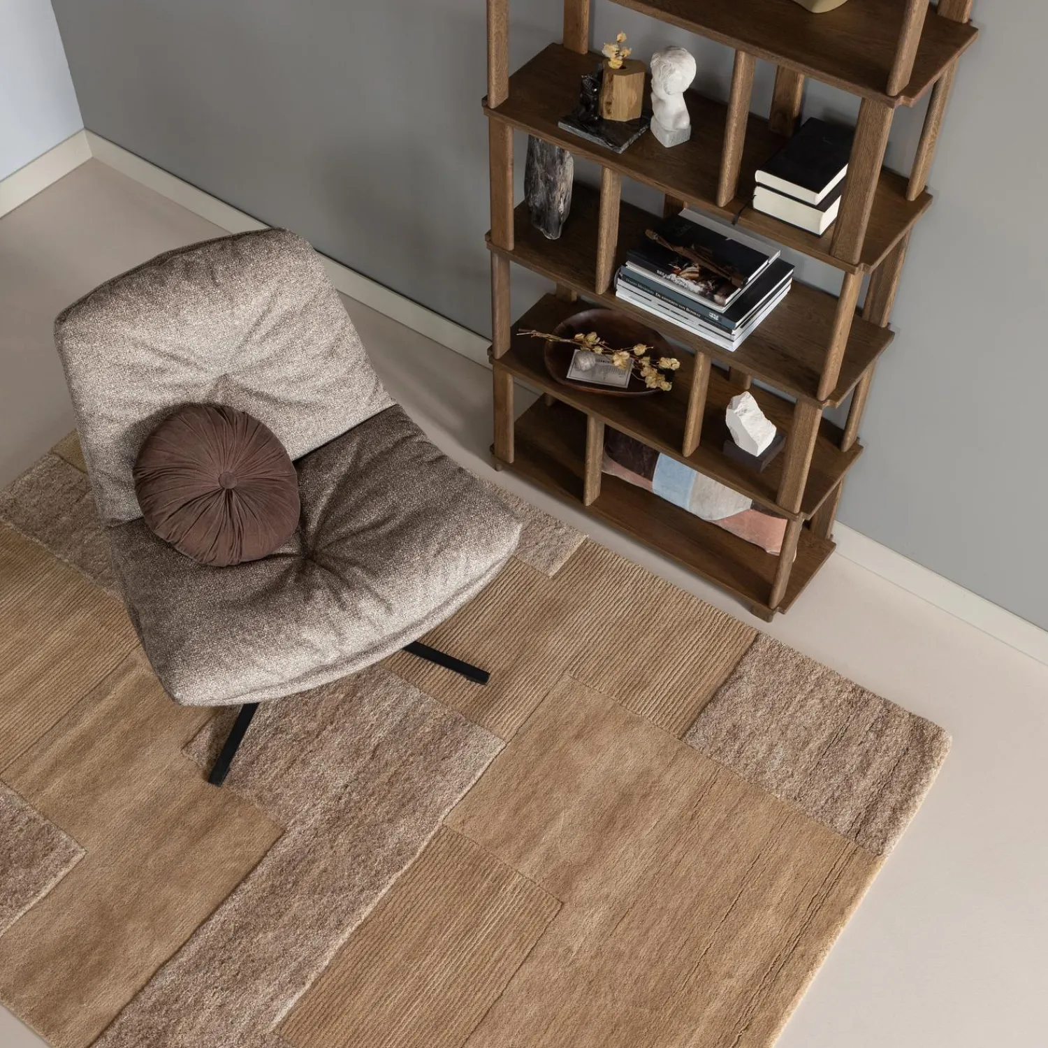 WOOOD Noven handgeweven vloerkleed wol/katoen zand 170x240 cm