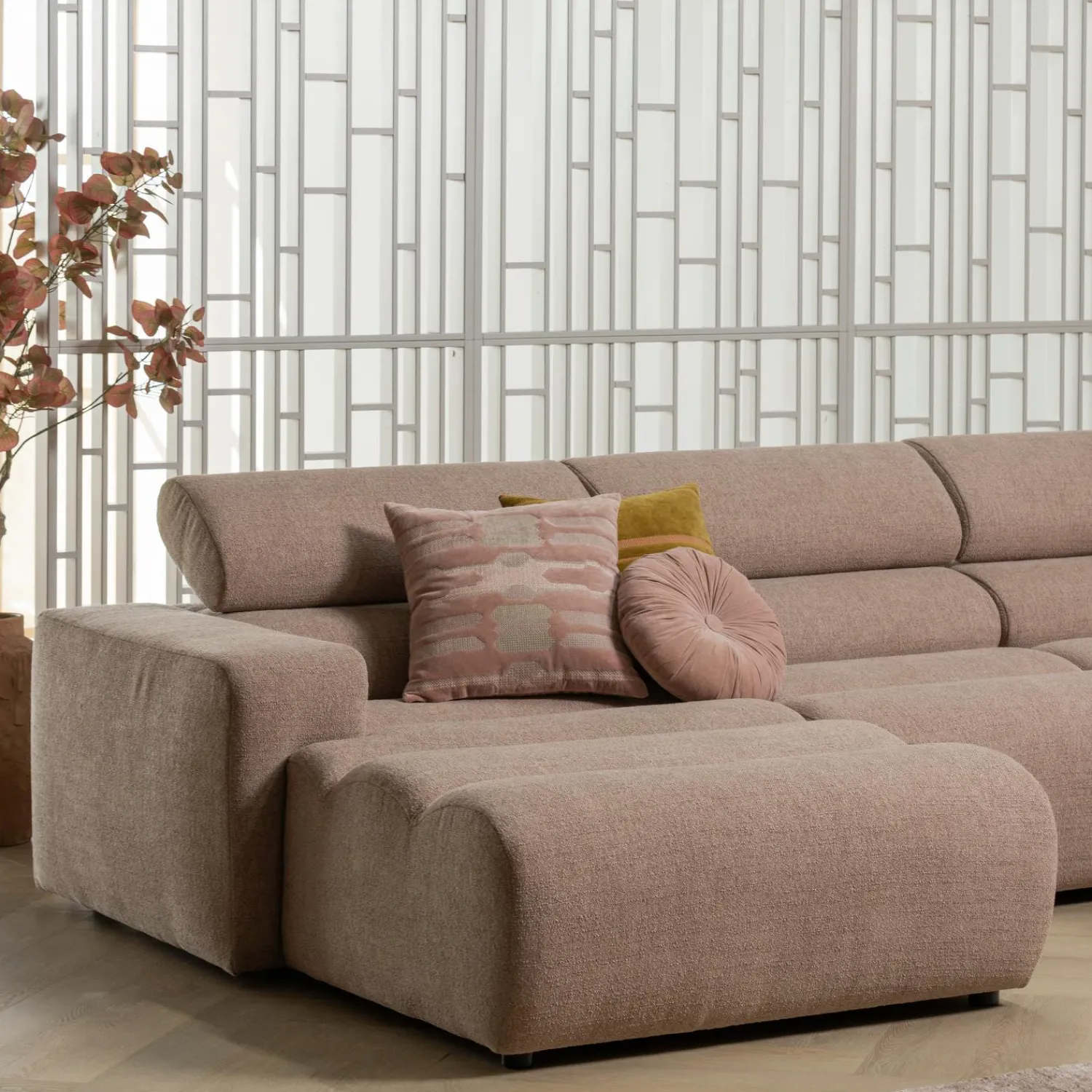 Hot WOOOD Novi chaise longue bank links bouclé Taupe