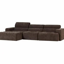 Online WOOOD Novi chaise longue bank links Donkerbruin melange