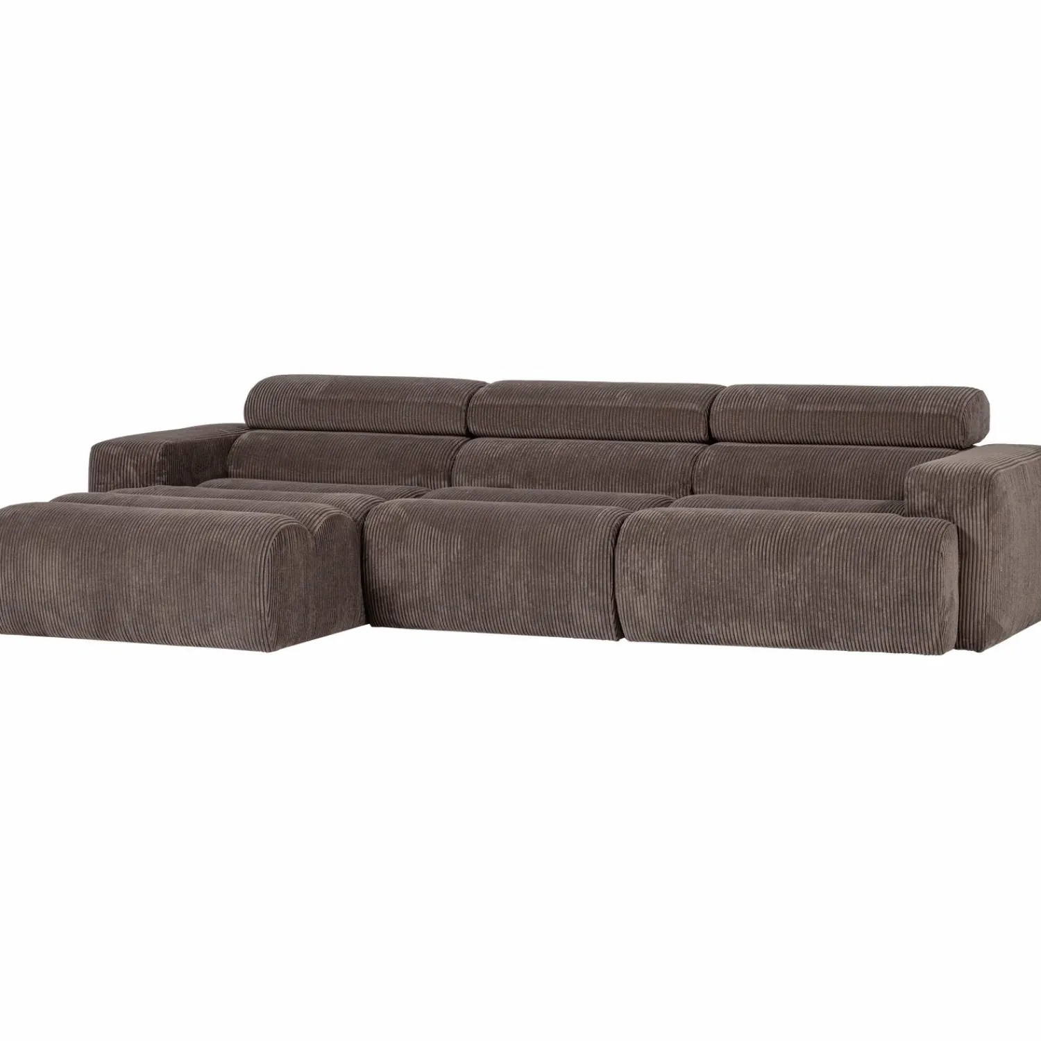 Discount WOOOD Novi chaise longue bank links ribstof grijsbruin Grijs/bruin
