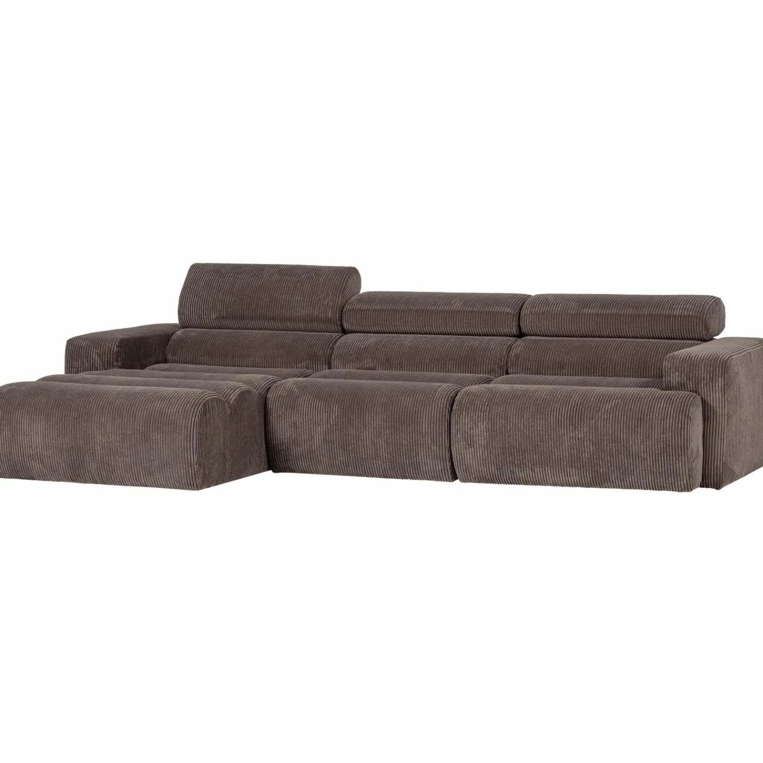 Discount WOOOD Novi chaise longue bank links ribstof grijsbruin Grijs/bruin