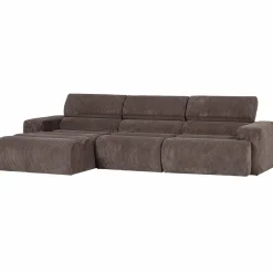 Discount WOOOD Novi chaise longue bank links ribstof grijsbruin Grijs/bruin