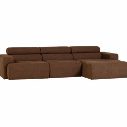 Discount WOOOD Novi chaise longue bank rechts bouclé Mokkabruin
