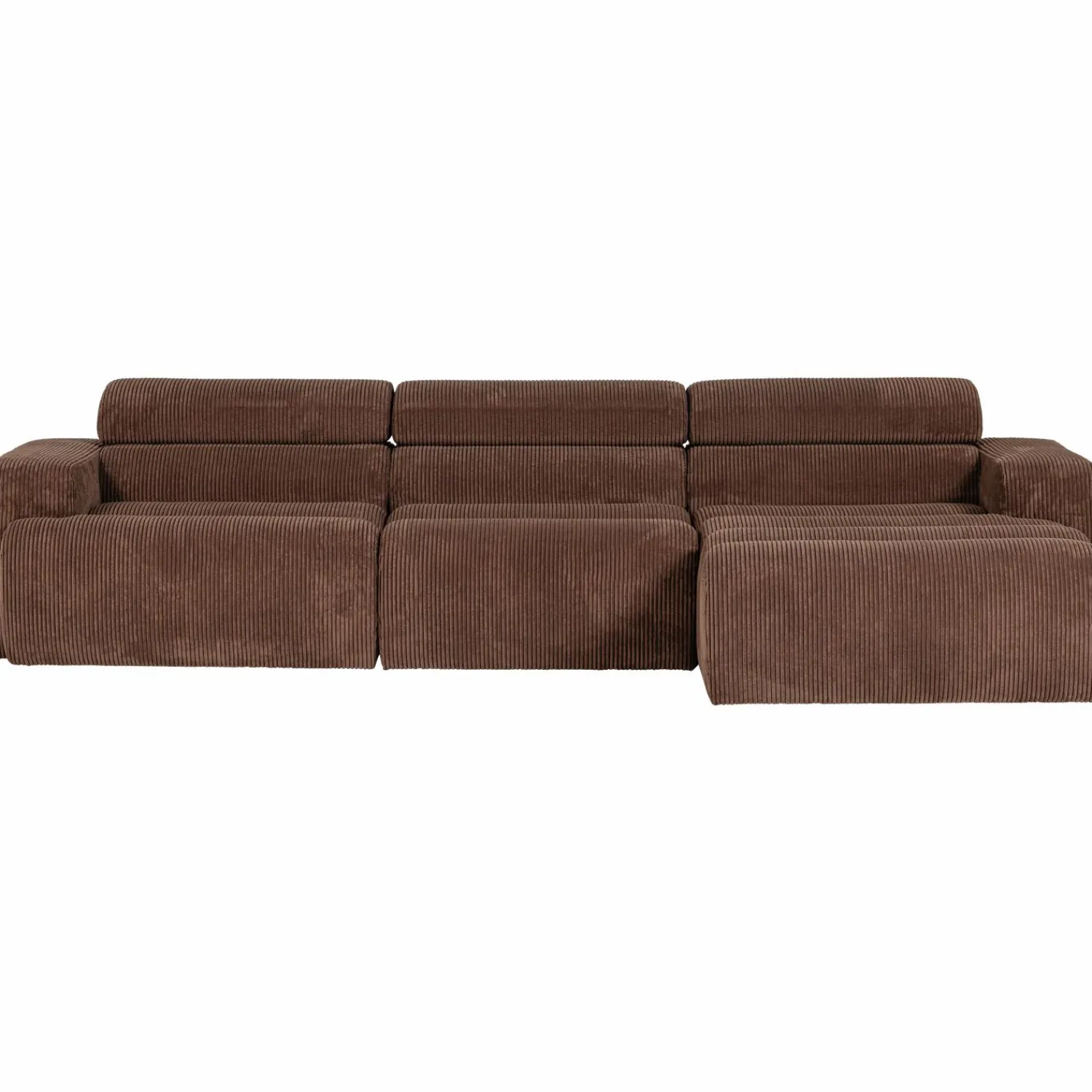 WOOOD Novi chaise longue bank rechts ribstof Mokkabruin