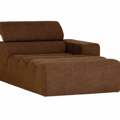 Outlet WOOOD Novi chaise longue element arm rechts bouclé Mokkabruin