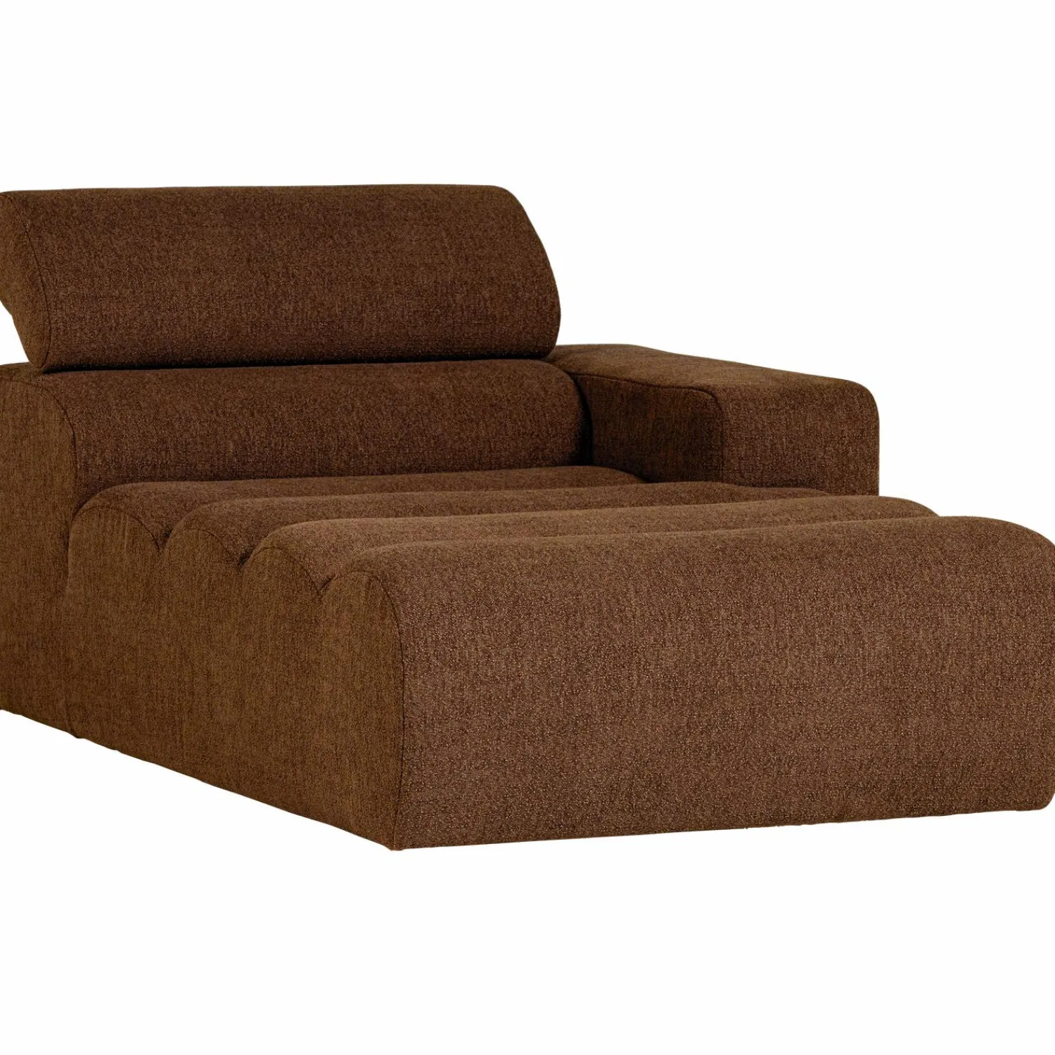 Outlet WOOOD Novi chaise longue element arm rechts bouclé Mokkabruin