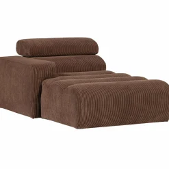 Clearance WOOOD Novi chaise longue element arm links ribstof Mokkabruin