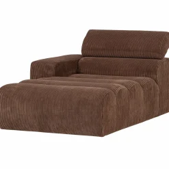 Clearance WOOOD Novi chaise longue element arm links ribstof Mokkabruin