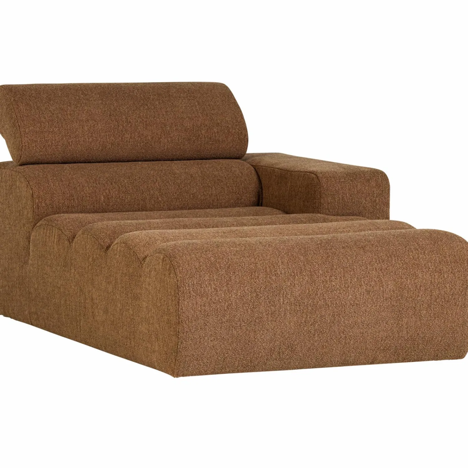 Best WOOOD Novi chaise longue element arm rechts bouclé bruin Karamel