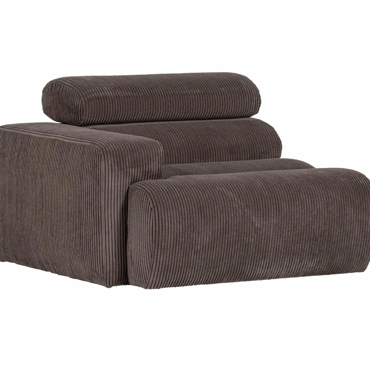 Online WOOOD Novi 1-zits element arm links ribstof grijsbruin Grijs/bruin