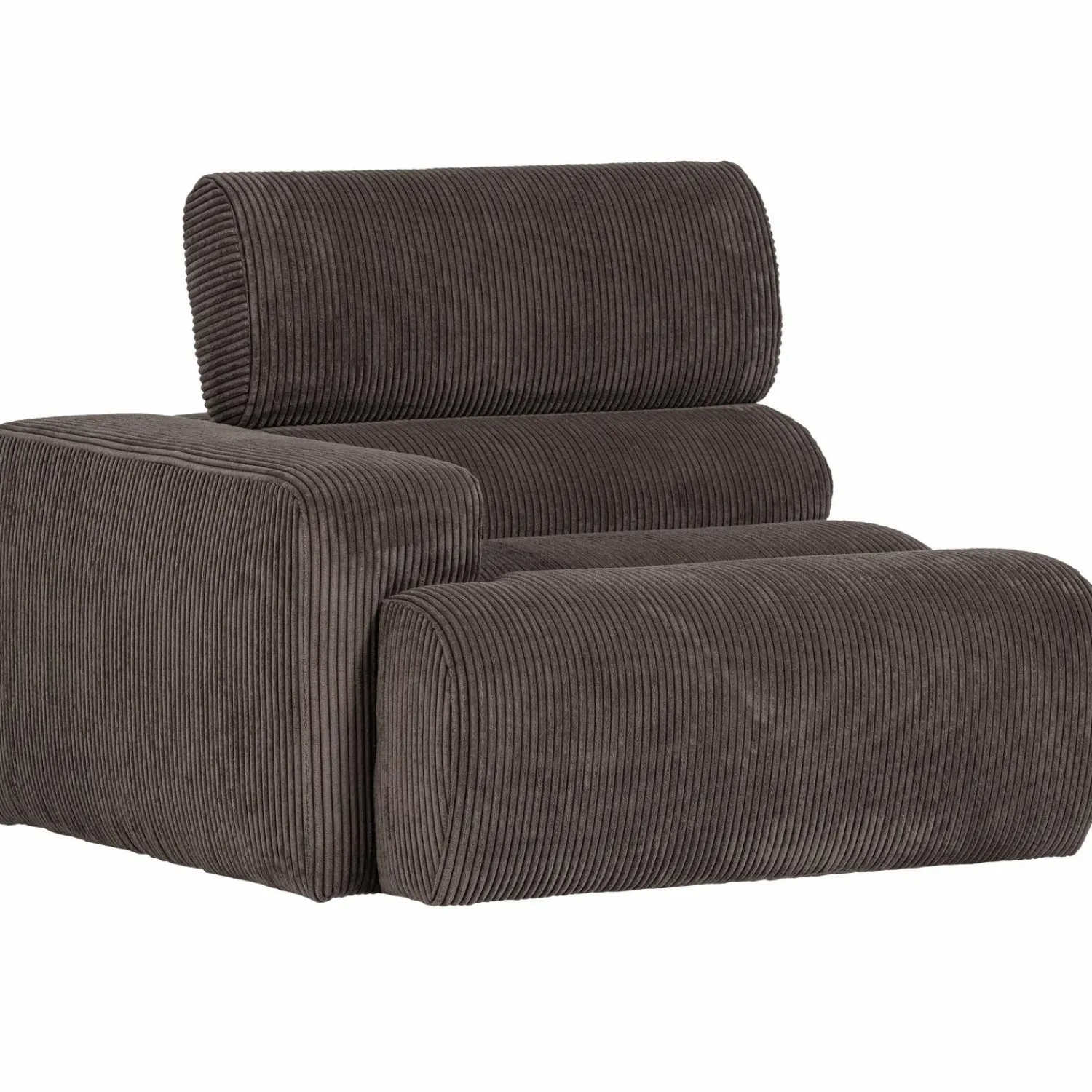 Online WOOOD Novi 1-zits element arm links ribstof grijsbruin Grijs/bruin