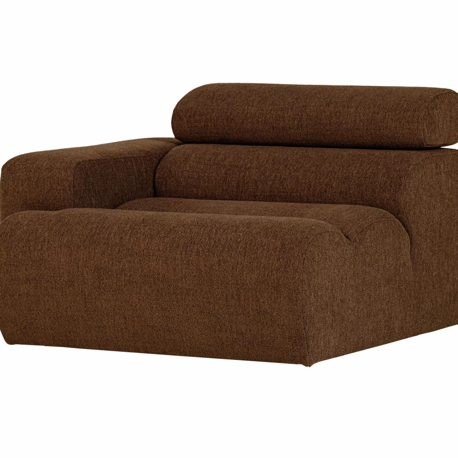 Discount WOOOD Novi 1-zits element arm links bouclé Mokkabruin