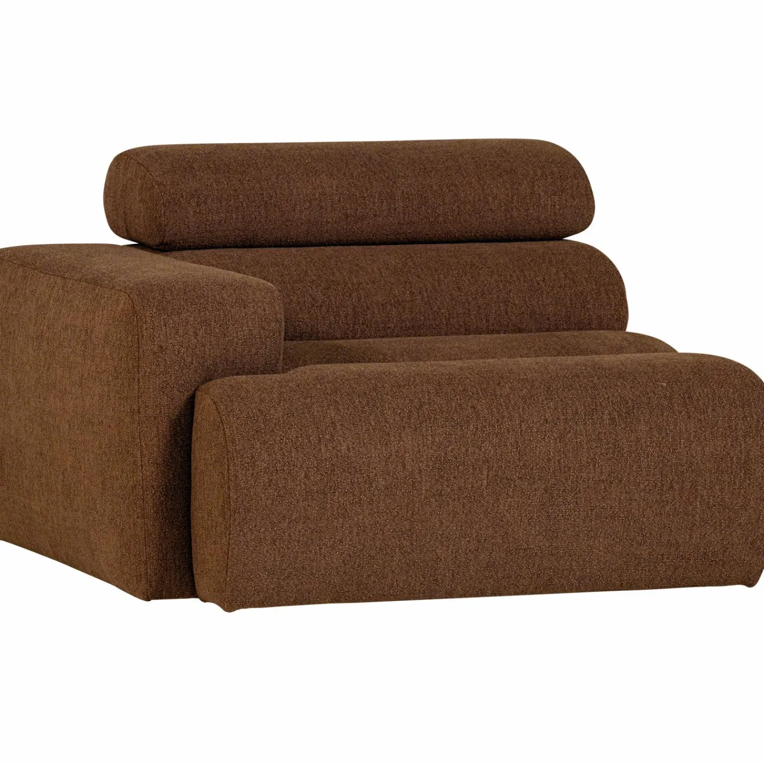 Discount WOOOD Novi 1-zits element arm links bouclé Mokkabruin