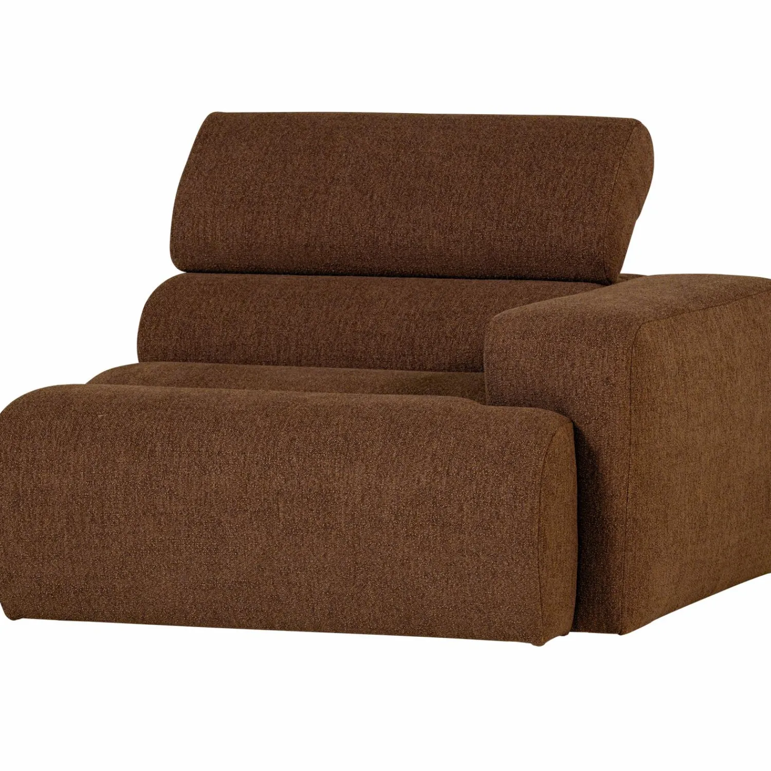 New WOOOD Novi 1-zits element arm rechts bouclé Mokkabruin