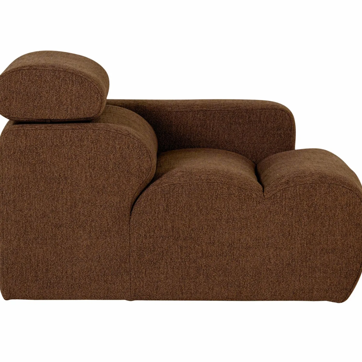 New WOOOD Novi 1-zits element arm rechts bouclé Mokkabruin