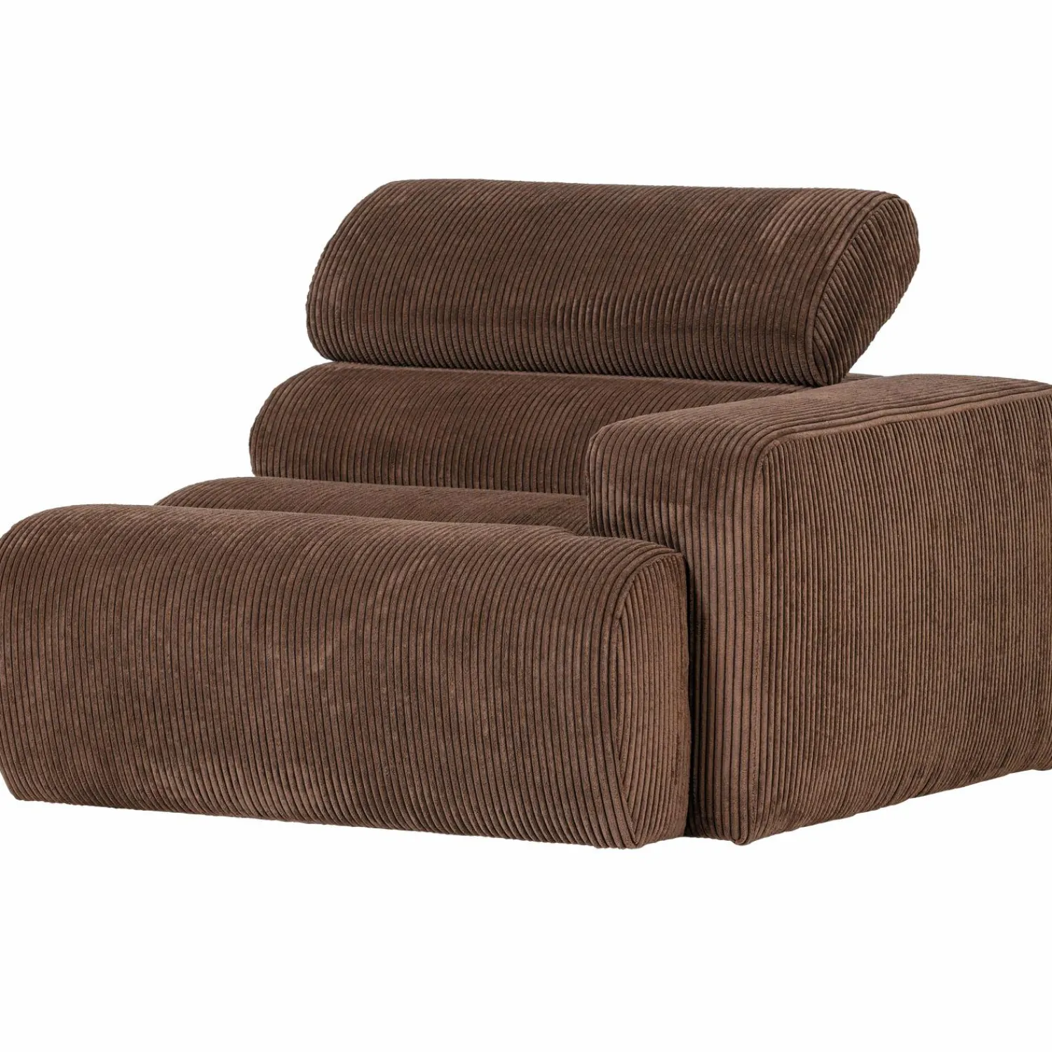 Hot WOOOD Novi 1-zits element arm rechts ribstof Mokkabruin