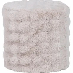 Hot WOOOD Olven poef hoog fluffy stof naturel