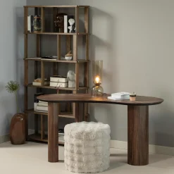 Hot WOOOD Olven poef hoog fluffy stof naturel