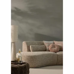 WOOOD Olven poef laag fluffy stof bruin