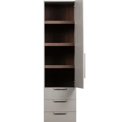 Discount WOOOD Rens 1-deurs legkast greep lang noten/pebble grey