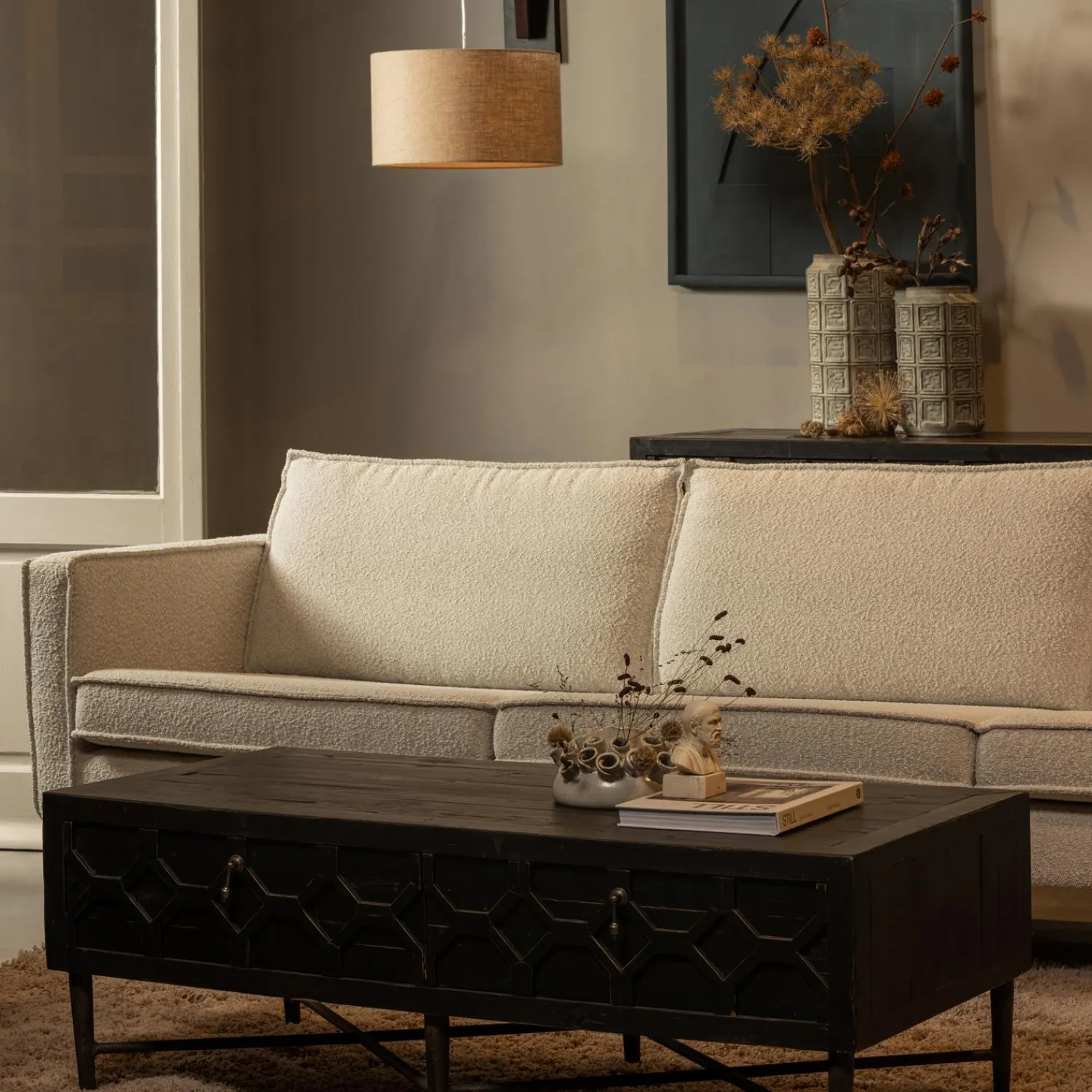 Best WOOOD Rodeo bank 3-zits bouclé Naturel