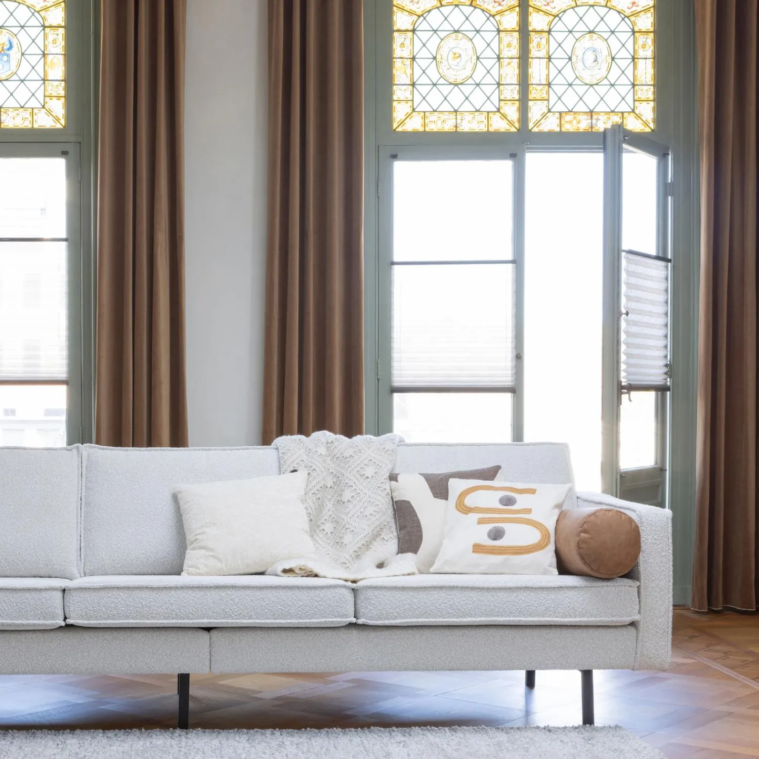 Best WOOOD Rodeo bank 3-zits bouclé Naturel