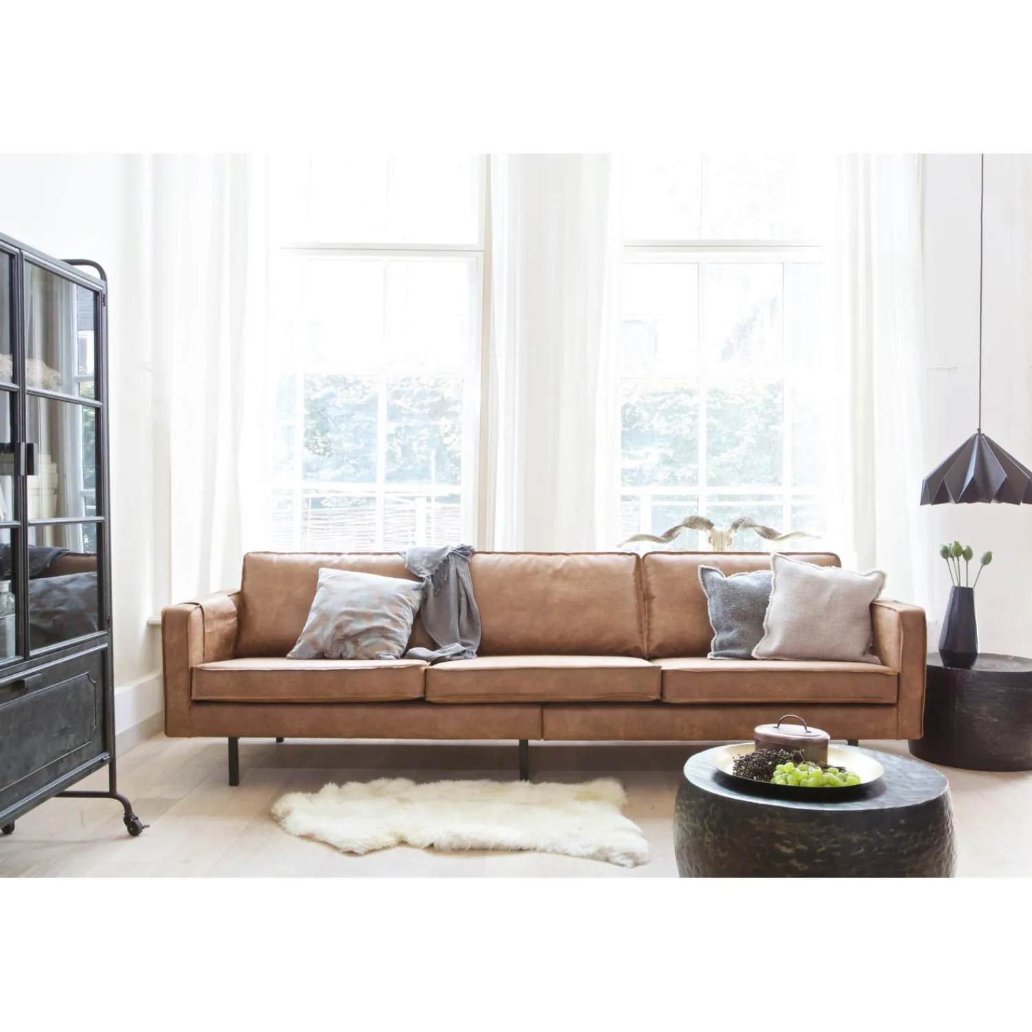 Outlet WOOOD Rodeo bank 3-zits ecoleer Cognac