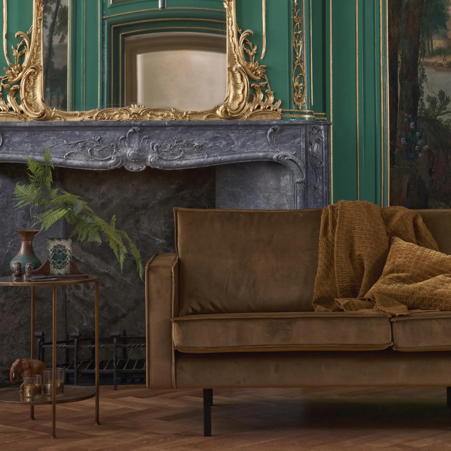 New WOOOD Rodeo bank 3-zits velvet Honinggeel