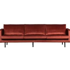 Hot WOOOD Rodeo bank 3-zits velvet kastanje Kastanjebruin