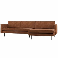 Outlet WOOOD Rodeo chaise longue bank rechts ribstof Roestbruin