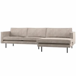 Hot WOOOD Rodeo chaise longue bank rechts ribstof Donkerzand